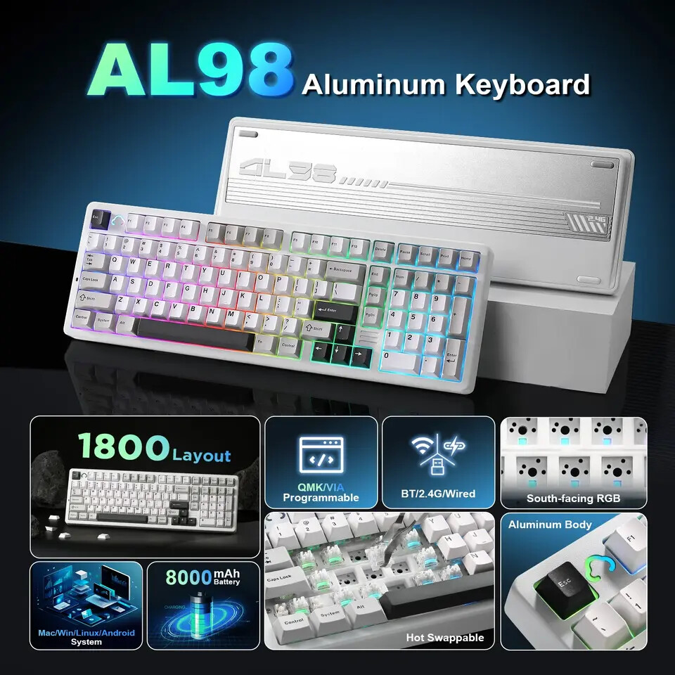 The YUNZII AL98 QMK/VIA Full Aluminum Mechanical Gaming Keyboard is introduced by YUNZII.